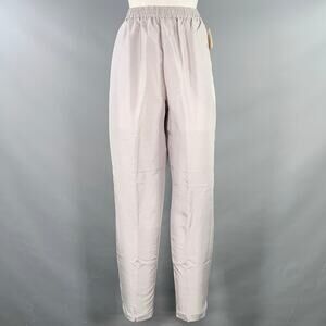VINTAGE Size M Silver Grey Silk Elastic Waistband Casual Pants